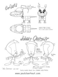 Concept art that features early sketches of Johnny and his robotic dog, Goddard.