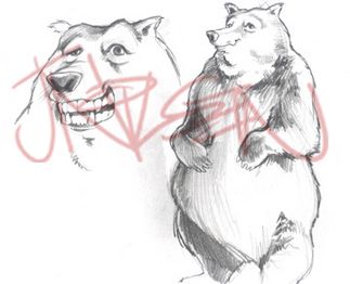 Concept art for bear character by Jody Nilsen.