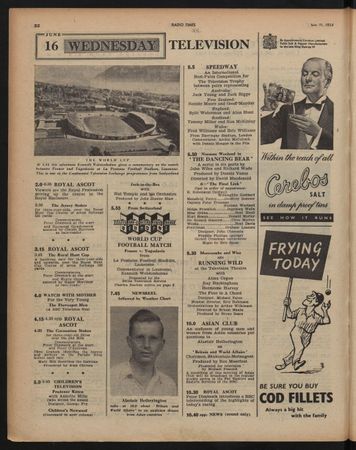 Issue 1,596 of Radio Times detailing the BBC's coverage of the France-Yugoslavia game.