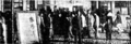 People lined up in front of a theater to see Chunhyangjeon. Photo printed with ad in the October 9th, 1935 publication of Donga Ilbo.