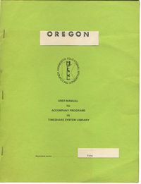 Cover of the Oregon timeshare version user manual