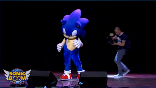 A frame from the stream of the very beginning of the "Sonic Dancing" segment