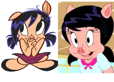 Petunia Pig's design is drastically different in the pilot too, looking more than a Clampett design than a Jones design. However, the pilot was inspired by the golden age era of animation, so that could explain it.