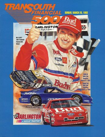 The Darlington race advertised as part of the 1993 TranSouth Financial 500 race program.