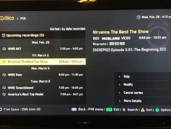 Videotron PVR listing of the episode.