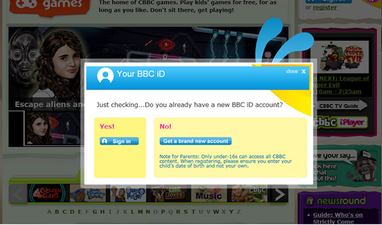 A screenshot of an infobox informing people whether or not if they use their new BBC iD account.