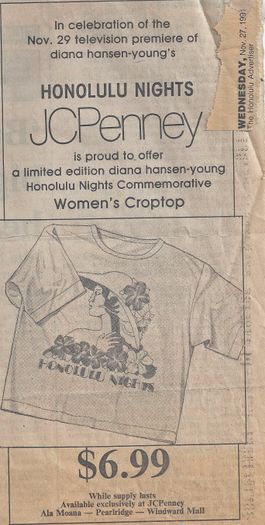 A newspaper JC Penney ad which seems to confirm that Honolulu Nights aired on November 29th.