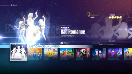 An in-game screenshot of the beta menu. The songlist were not listed in alphabetical order