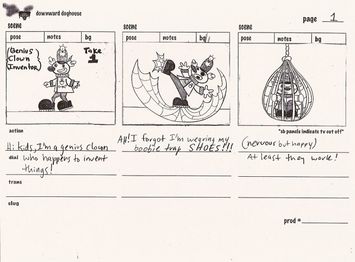 Page 1 of the storyboard from the third short.