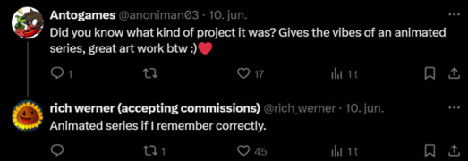 Response tweet by Rich Werner, mentioning the existence of an animated series.