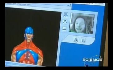 Jaron Lanier, a pioneer of virtual reality, demonstrates face-tracking avatars