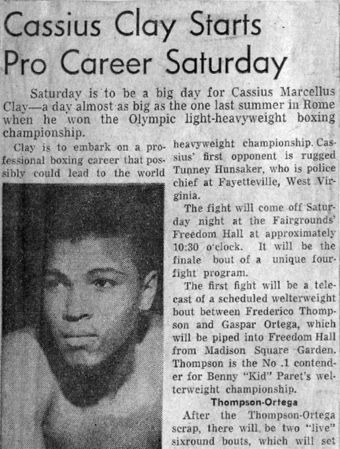 Newspaper clipping reporting on the-then upcoming bout.