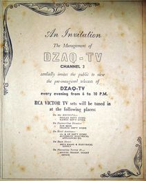 Print ad advertising DZAQ's pre-inaugural test broadcasts/telecasts