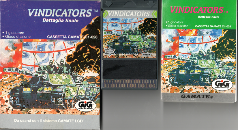 An Italian release of the Gamate game "Vindicators" with box and manual