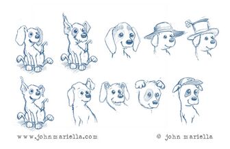 Various early sketches of pups.