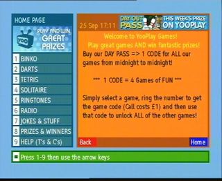 A screenshot of the YooPlay menu.