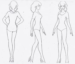 A model sheet of the character Fujiko.