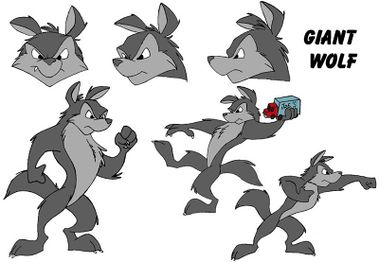 Model sheet for the wolf character.