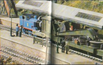 Thomas pushing the Breakdown Train through Elsbridge station (2/2).