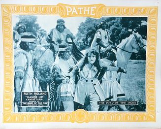 Lobby card for the first episode, featuring Echo Delane being taken away by the Incans.