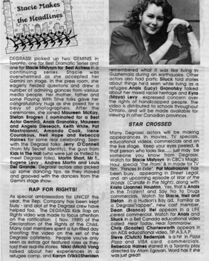 An image of a Playing With Time newsletter from 1989. The Rap On Rights video is discussed under the section of the same name.