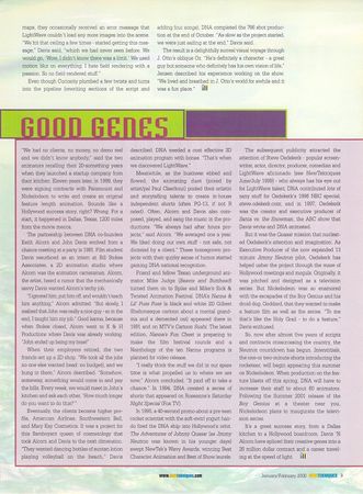 Page 11 of NewTekniques Issue 17 featuring an article on how DNA productions came to creating The Adventures of Johnny Quasar, and how it evolved into what we know today as Jimmy Neutron. Scan courtesy of computerarchive.org.