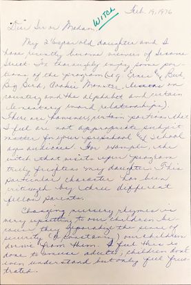 One page of one of the letters sent after the initial airing.