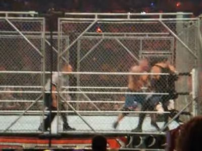 Cena punching Undertaker in the corner.