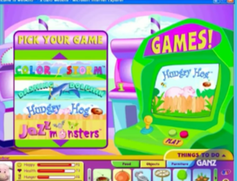A screenshot showing the arcade with a slightly cut off 3D pig. The icon for Color Storm is also slightly different.