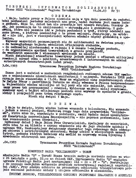 Instruction of Toruń Solidarity Informer (TIS).[4]