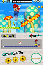 Mega Mario jumping in 1-3.