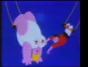 Unidentified "trapezists" clip. Possibly from The Wacky World of Tex Avery.