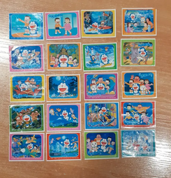 Doraemon stickers in Spain. (The artwork can be seen at the bottom, second from the left)
