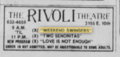 Clipping from The Indianapolis News (2/19/1986) which shows the Rivoli Theatre’s advertisement for a showing Weekend Swingers.[4]