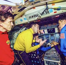 The Wiggles in the cockpit of a space shuttle