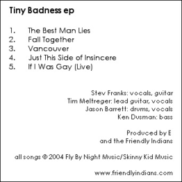 The back cover of the EP "Tiny Badness."
