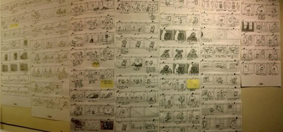 Storyboards for "SpaceBob InvaderPants" archived from Casey Alexander's Facebook. However, the pictures and writing are nearly unreadable.