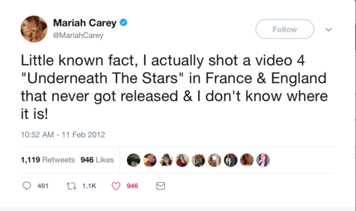 Carey's Tweet about the music video.