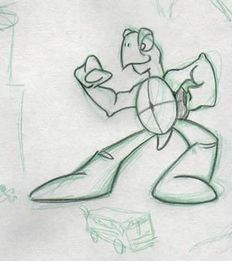 Concept art of an unused turtle character.
