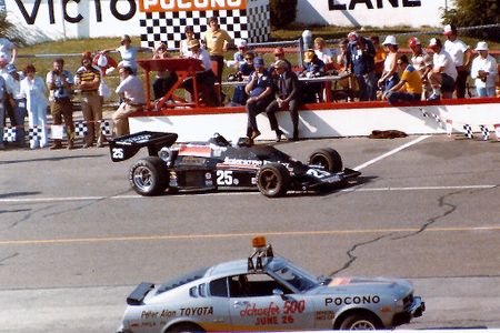 Danny Ongais driving a Parnelli-Cosworth at the event. He would retire after 30 laps because of a broken piston.
