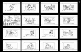 First part of a storyboard sequence drawn by Tod Carter.