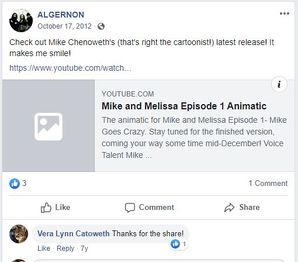 A Facebook post showing when the Episode 1 animatic was first posted.