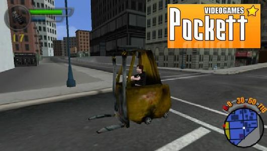 The player driving a forklift.