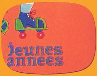 Screenshot of a possible Ident where the Girl from the 2nd screenshot is seen doing rollerskating on an Orange Background with "Jeunes Années" Written on it. (Taken From "Nos Années Casimir")