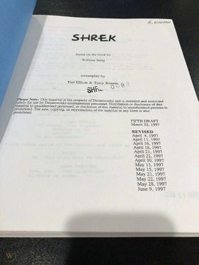 Cover of an early draft of Shrek, taken from an eBay listing.