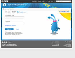 A screenshot of the simplified version of the CBBC iD, vaguely similar to the BBC iD website