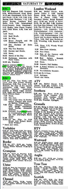 TV guide showcasing Southern Television's content on the day. The hijack occurred when Southern Television was broadcasting the London feed and ended during its Cartoons slot.