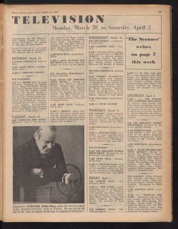 Radio Times issue listing the 2nd April 1938 match.