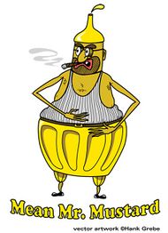 Vector drawing of concept art of Mean Mr. Mustard by Hank Grebe[45].