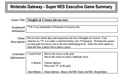 Instructions from the Nintendo Gateway System website detailing how Noughts and Crosses was played.